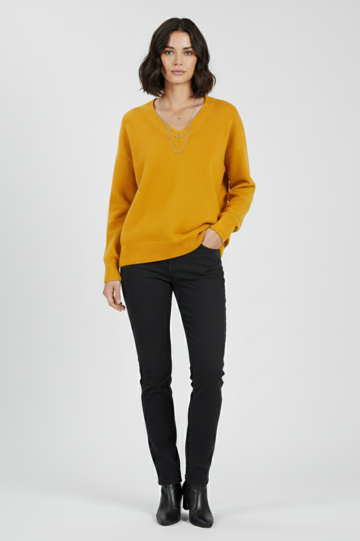 Petra | Women's V-Neck Long Sleeve Pullover Knit Sweater