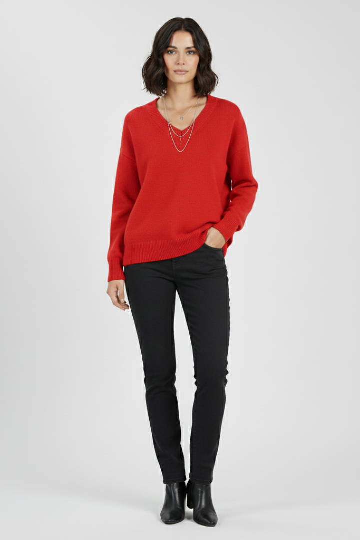 Petra | Women's V-Neck Long Sleeve Pullover Knit Sweater