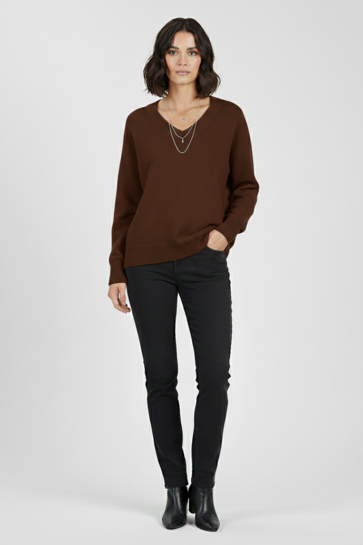 Petra | Women's V-Neck Long Sleeve Pullover Knit Sweater