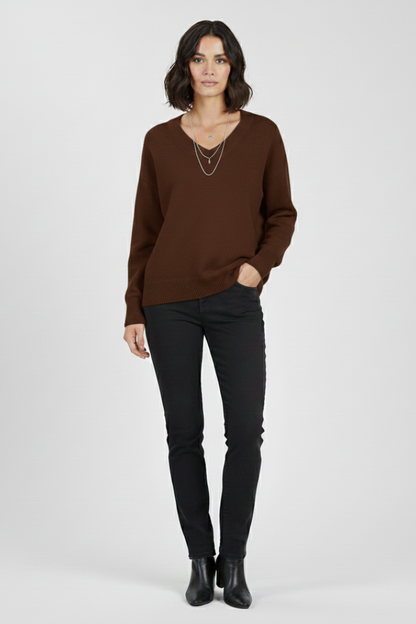 Petra | Women's V-Neck Long Sleeve Pullover Knit Sweater