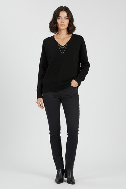 Petra | Women's V-Neck Long Sleeve Pullover Knit Sweater