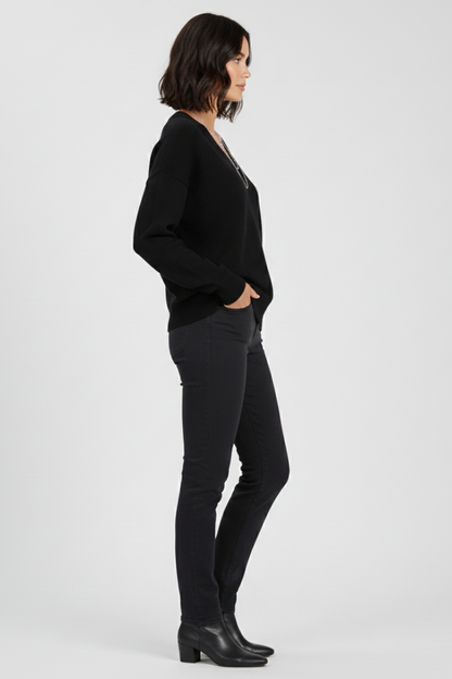 Petra | Women's V-Neck Long Sleeve Pullover Knit Sweater