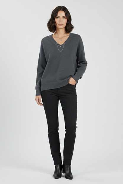 Petra | Women's V-Neck Long Sleeve Pullover Knit Sweater
