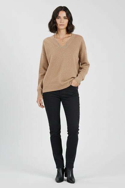 Petra | Women's V-Neck Long Sleeve Pullover Knit Sweater