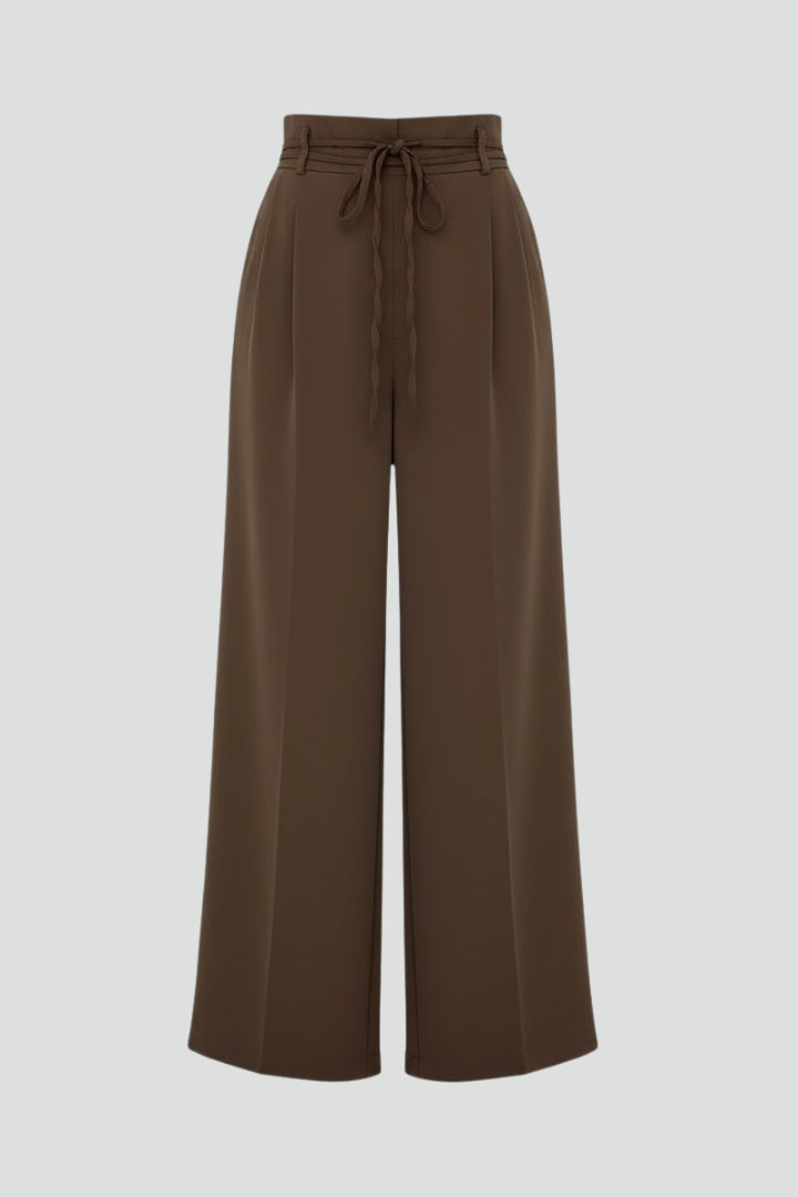 Demi | Women's High Rise Tie Waist Wide Leg Trousers