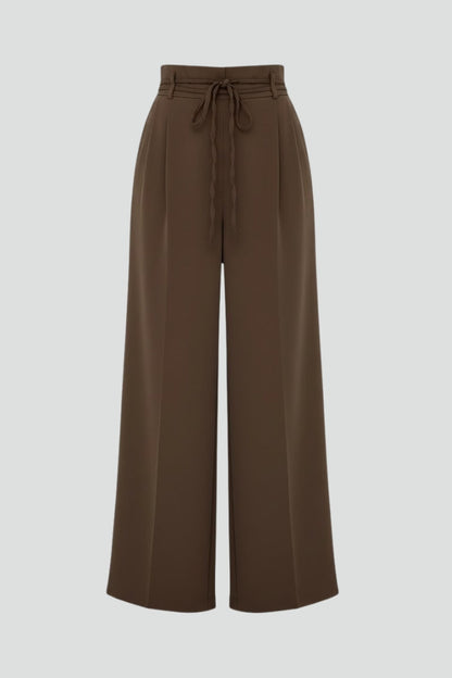 Demi | Women's High Rise Tie Waist Wide Leg Trousers