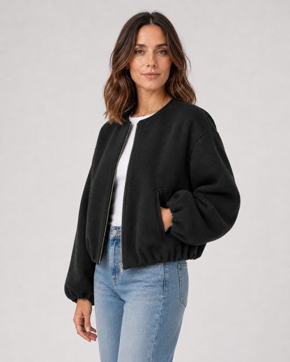 Opal | Women's Cropped Wool Blend Bomber Jacket