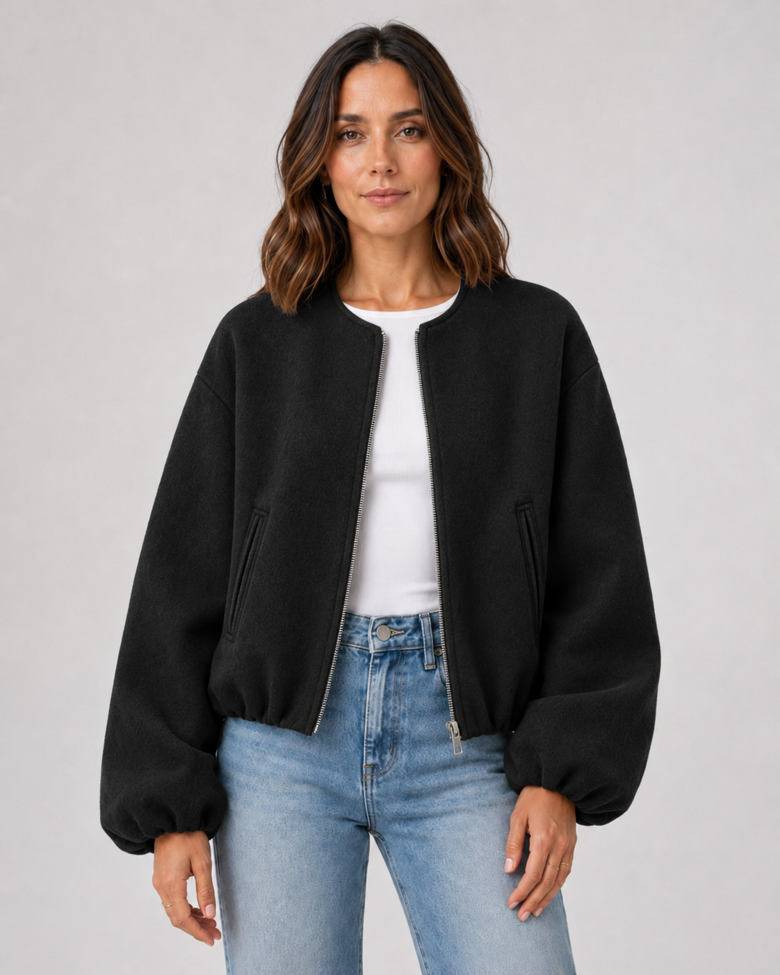 Opal | Women's Cropped Wool Blend Bomber Jacket