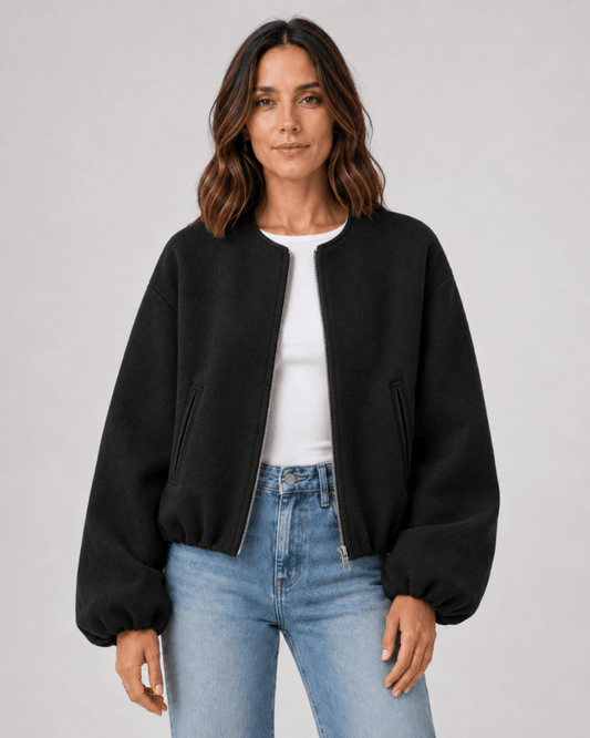 Opal | Women's Cropped Wool Blend Bomber Jacket