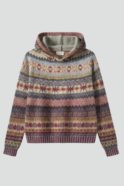 Maya | Women's Geometric Patterned Knit Hoodie