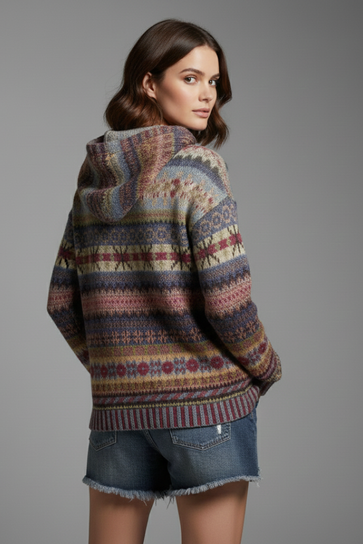 Maya | Women's Geometric Patterned Knit Hoodie