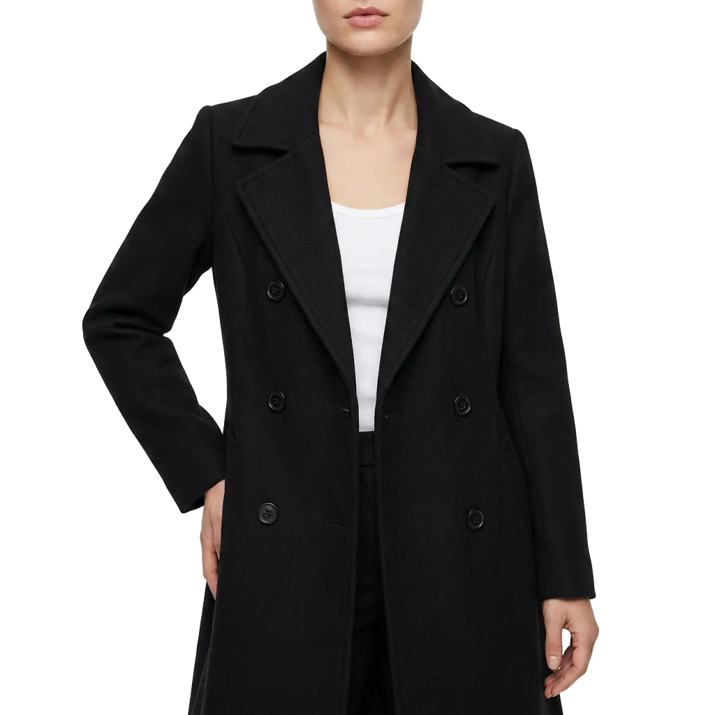 Blair | Women's Knee-Length Black Notch Lapel Coat