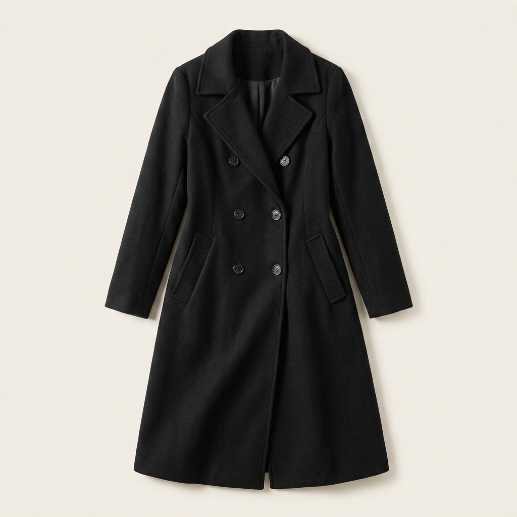 Blair | Women's Knee-Length Black Notch Lapel Coat