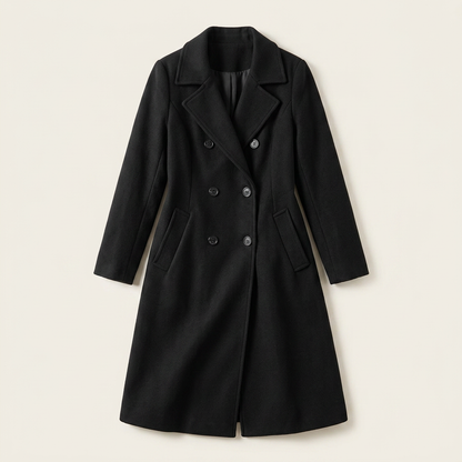 Blair | Women's Knee-Length Black Notch Lapel Coat