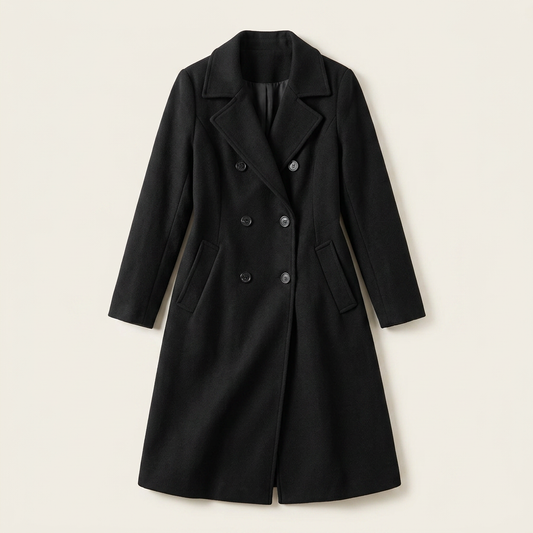 Blair | Women's Knee-Length Black Notch Lapel Coat