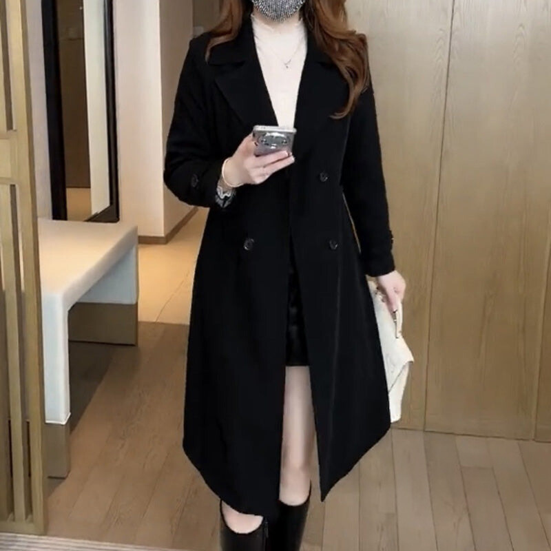 Blair | Women's Knee-Length Black Notch Lapel Coat