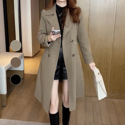 Blair | Women's Knee-Length Black Notch Lapel Coat