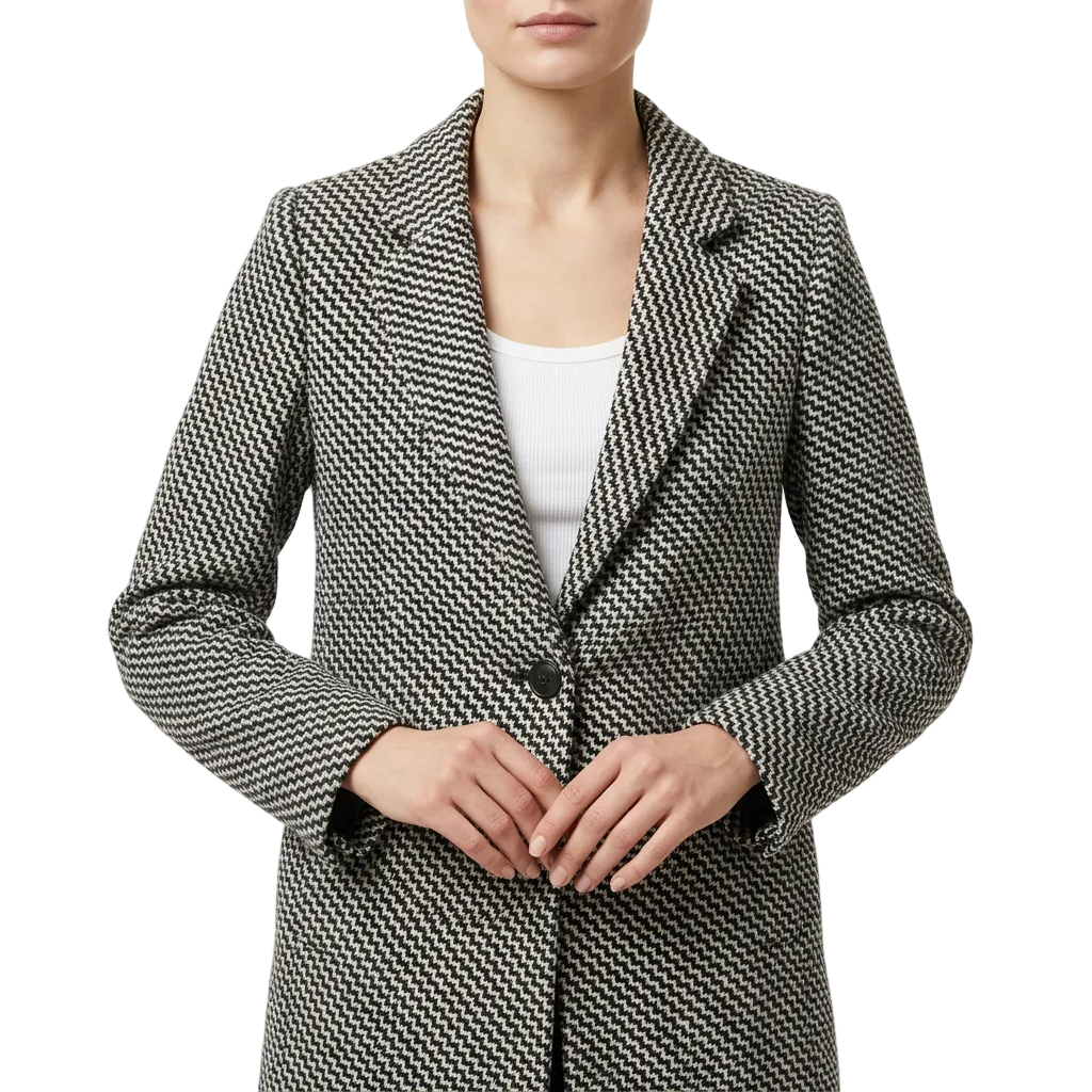 Cora | Women's Geometric Pattern Longline Coat