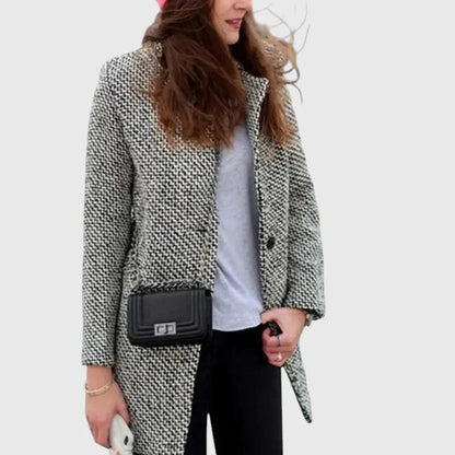 Cora | Women's Geometric Pattern Longline Coat
