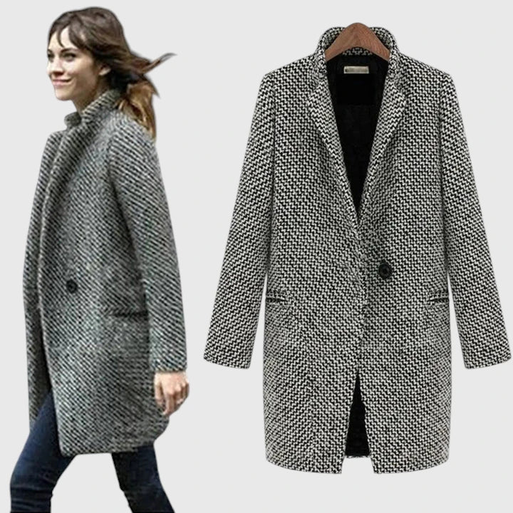 Cora | Women's Geometric Pattern Longline Coat