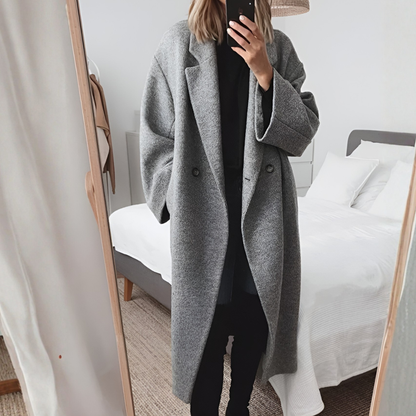 Grace | Women's Loose-Fit Longline Coat with Pockets