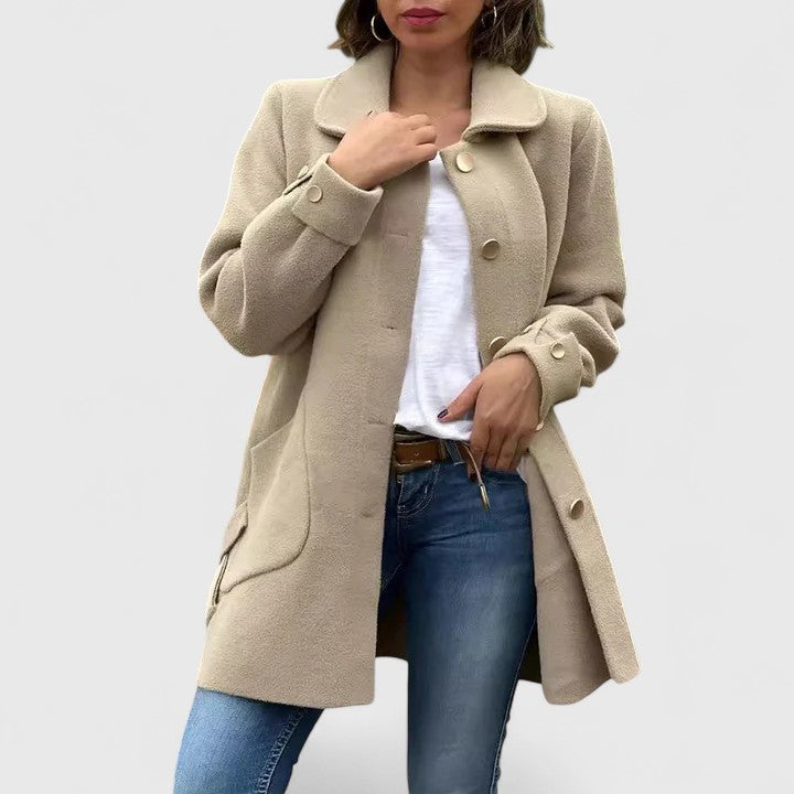 Ivy | Women's Mid-Length Textured Flap Pocket Coat