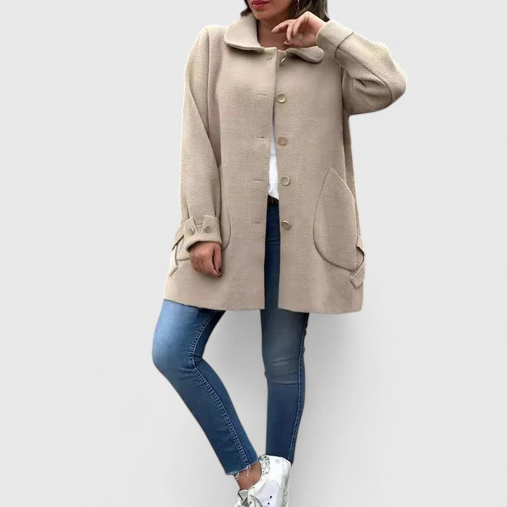 Ivy | Women's Mid-Length Textured Flap Pocket Coat
