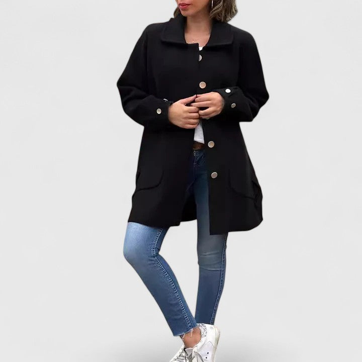 Ivy | Women's Mid-Length Textured Flap Pocket Coat