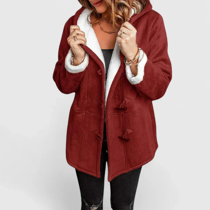 Teddy | Women's Mid-Length Toggle Fleece-Panel Coat