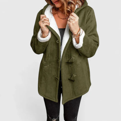 Teddy | Women's Mid-Length Toggle Fleece-Panel Coat