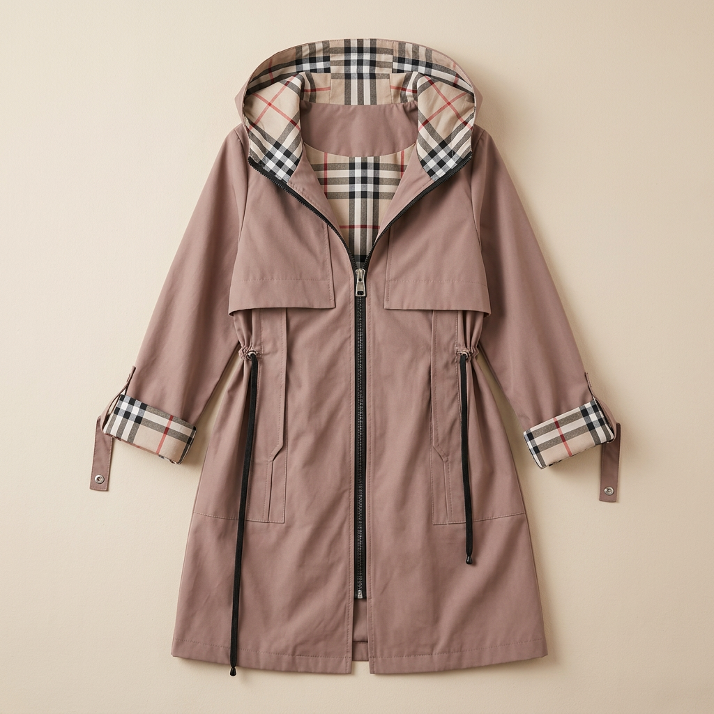 Tara | Women's Hooded Drawstring Waist Trench Coat