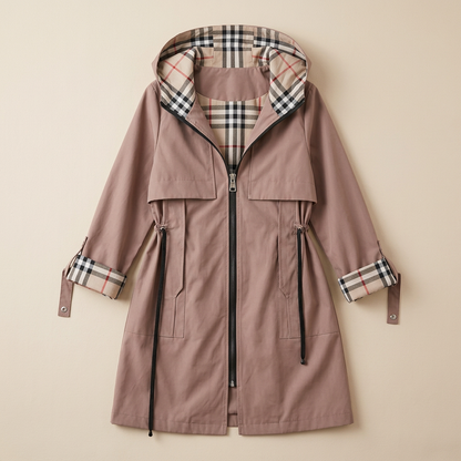 Tara | Women's Hooded Drawstring Waist Trench Coat