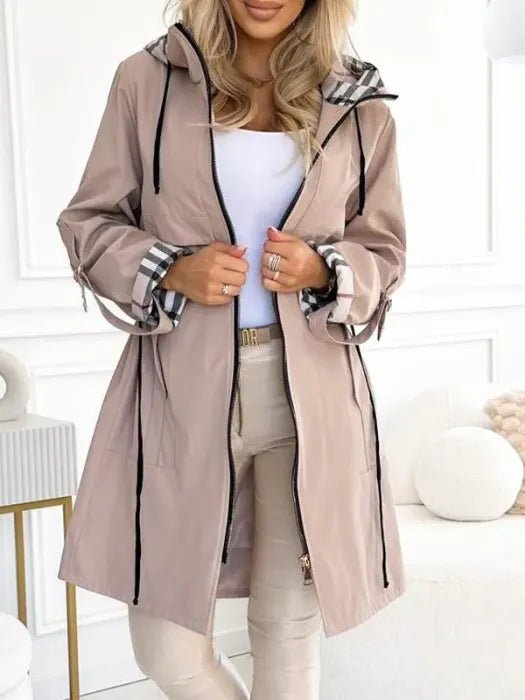 Tara | Women's Hooded Drawstring Waist Trench Coat