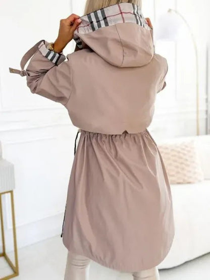 Tara | Women's Hooded Drawstring Waist Trench Coat