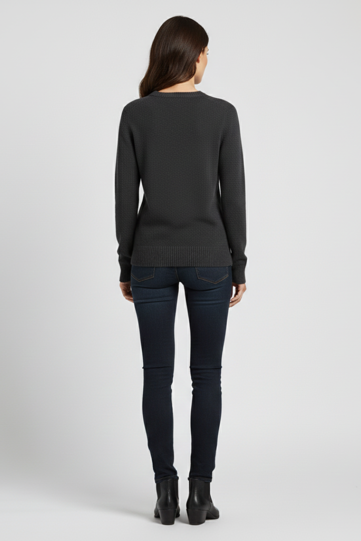 Ruby | Women's Round Neck Ribbed Hem Knit Sweater