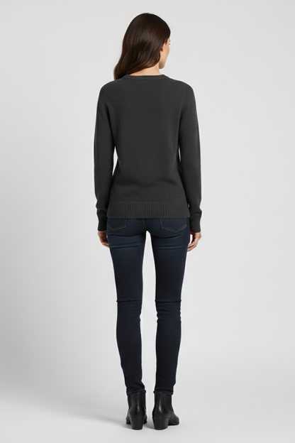 Ruby | Women's Round Neck Ribbed Hem Knit Sweater