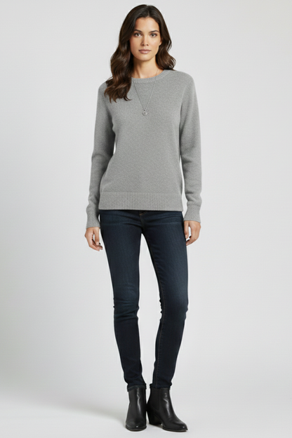 Ruby | Women's Round Neck Ribbed Hem Knit Sweater