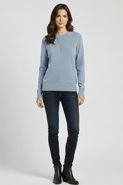 Ruby | Women's Round Neck Ribbed Hem Knit Sweater