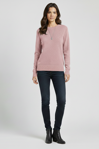Ruby | Women's Round Neck Ribbed Hem Knit Sweater