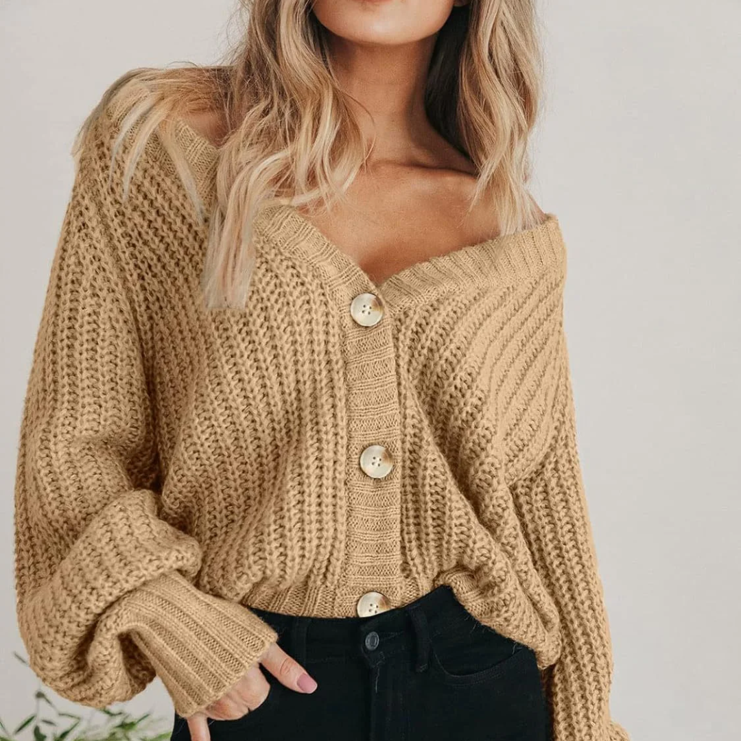 Elena | Chunky Knit Button Cardigan