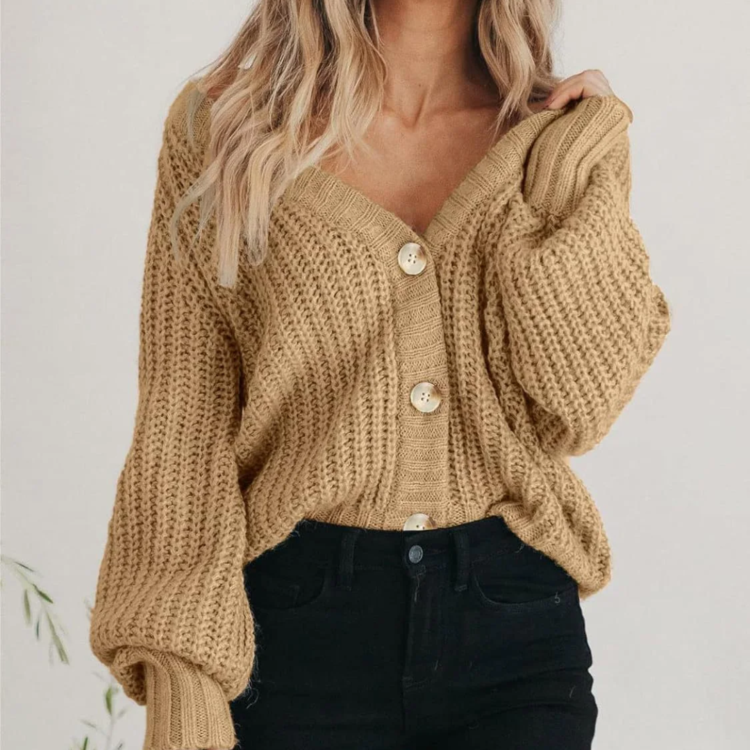 Elena | Chunky Knit Button Cardigan