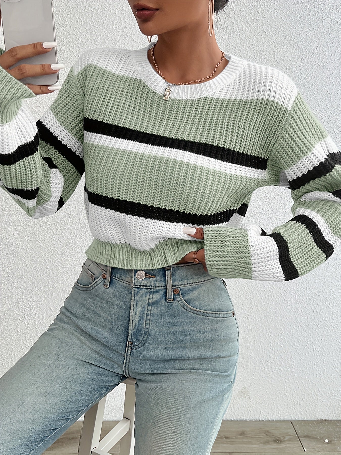 Luca | Striped Knit Cropped Sweater