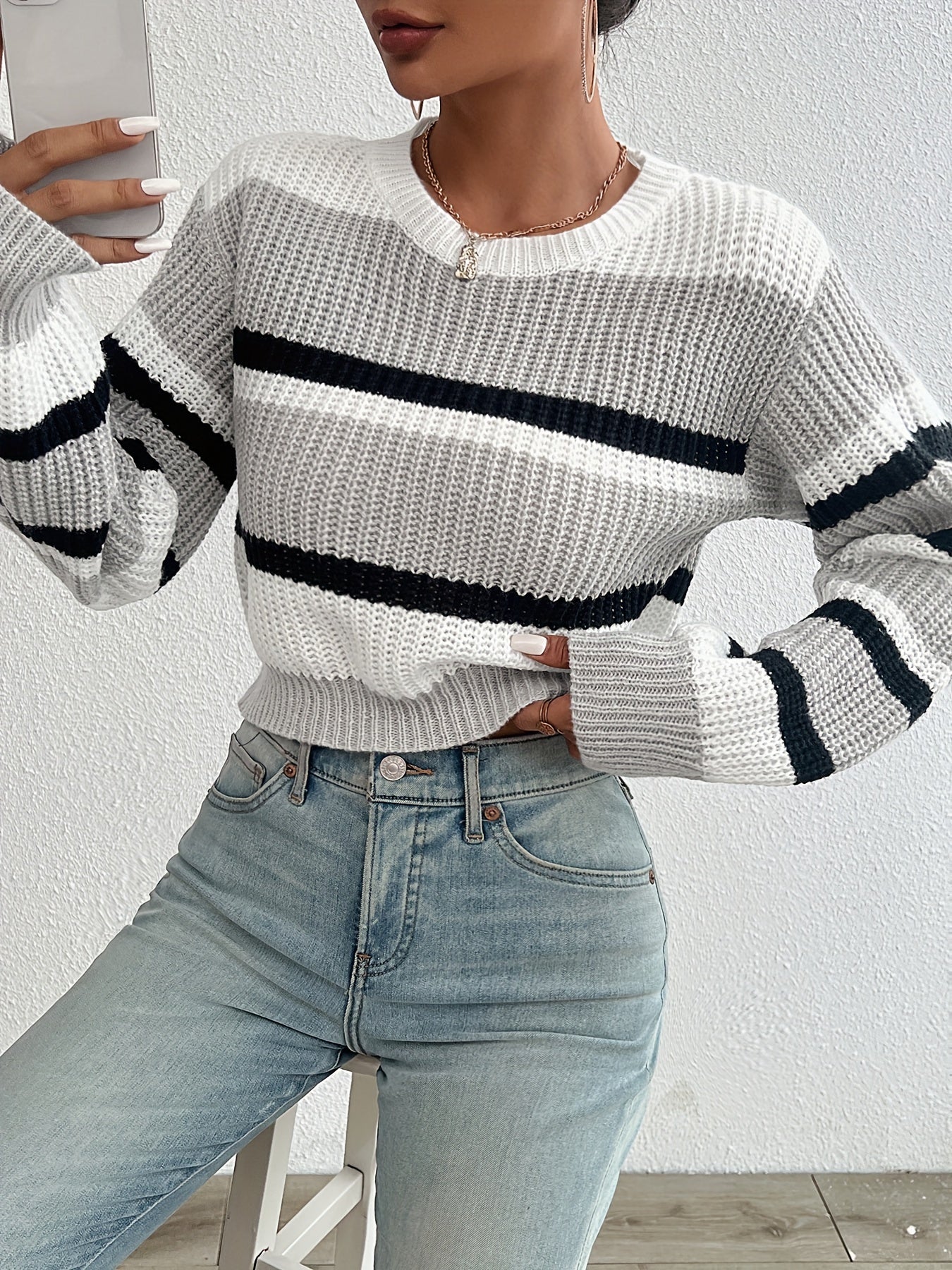 Luca | Striped Knit Cropped Sweater