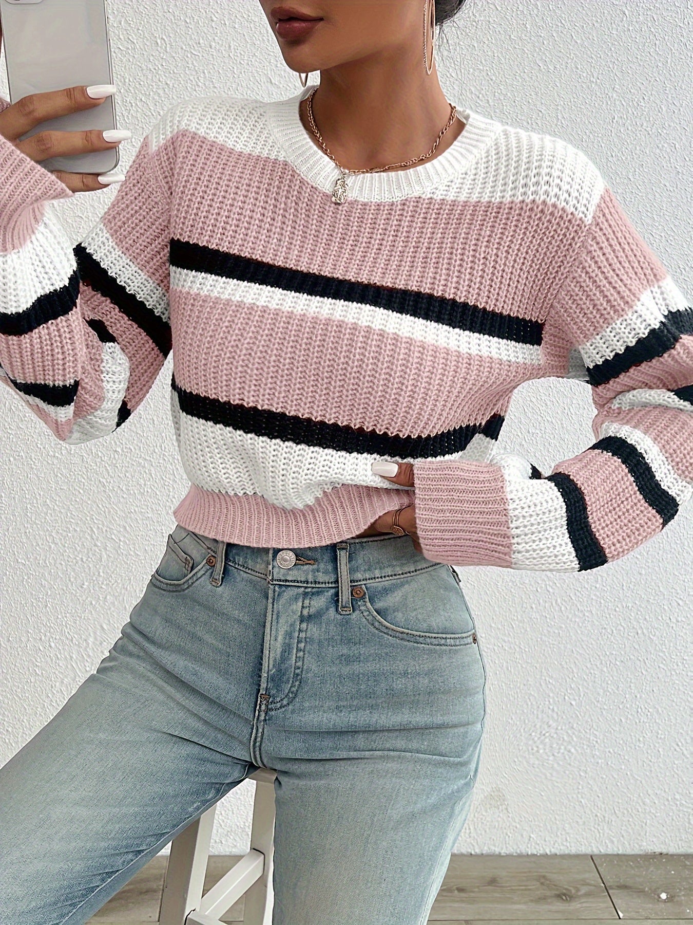 Luca | Striped Knit Cropped Sweater