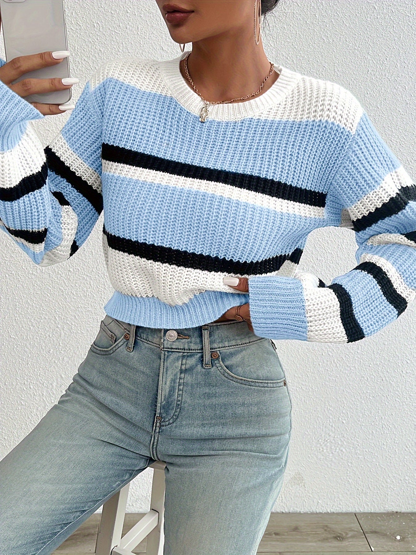 Luca | Striped Knit Cropped Sweater