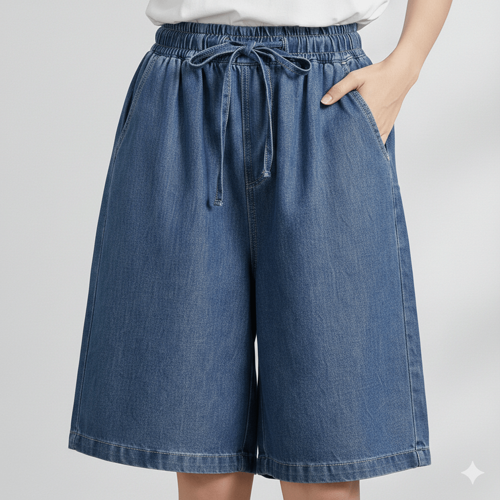 Calindra | Relaxed Denim Elastic Waist Shorts Women