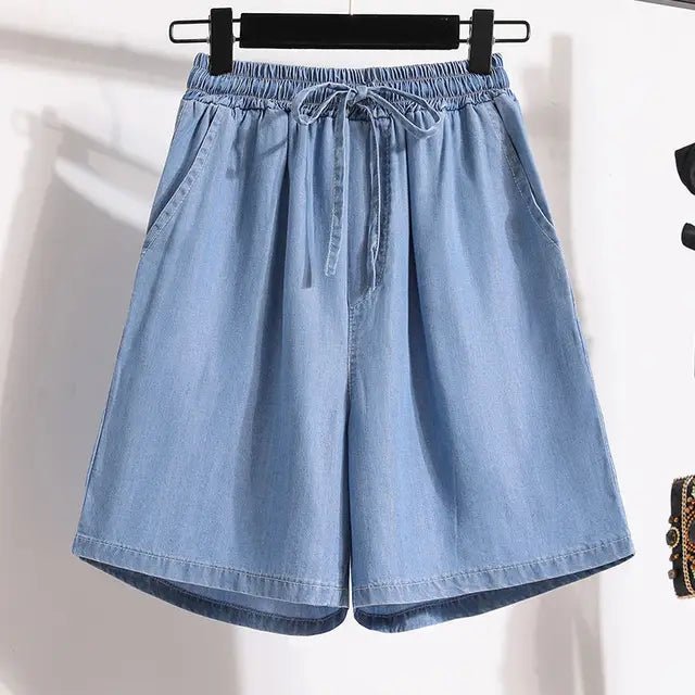 Calindra | Relaxed Denim Elastic Waist Shorts Women