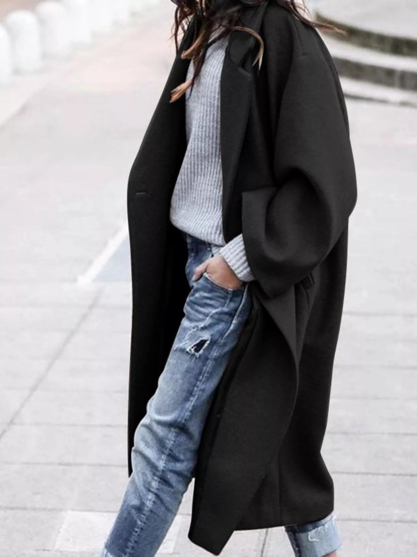 Amelie | Oversized Wool-Blend Long Coat