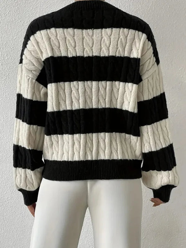 Amelie | Striped Cable Knit Sweater