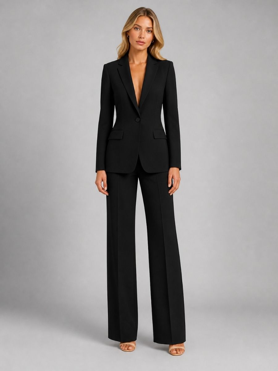 Nerys | Notch Lapel Blazer and Wide Leg Trouser Set